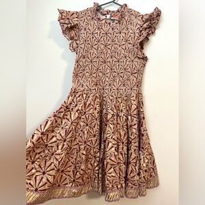 OLIPHANT Tuckernuck RARE smocked flirty dress burgundy gold ambani fall floral